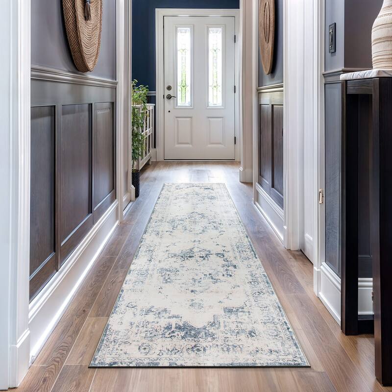 World Rug Gallery Traditional Vintage Distressed Washable Non Slip Area Rug - 2'x10' Runner