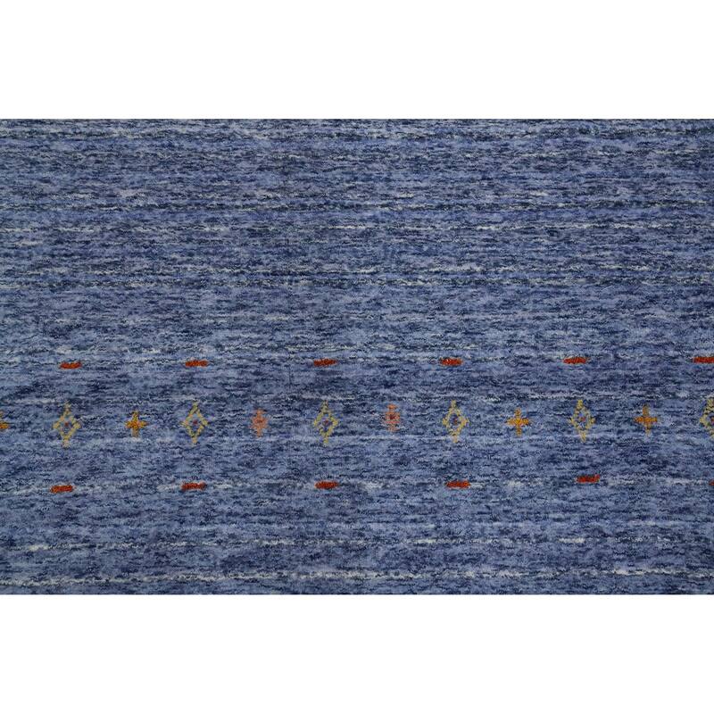 Hand Knotted Oriental 100% Wool Carpet Tribal Animal Pictorial Navy Blue & Blues Gabbeh Area Rug - 9' 10'' X 9' 9''