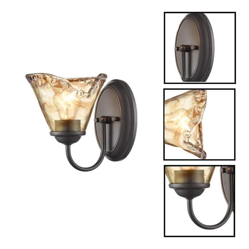 2 Pack light bulb bronze bathroom light fixture glass wall light