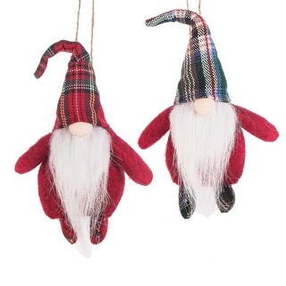 Gnomes Dressed in Red Christmas Holiday Ornaments Set of 2 - Multi ...