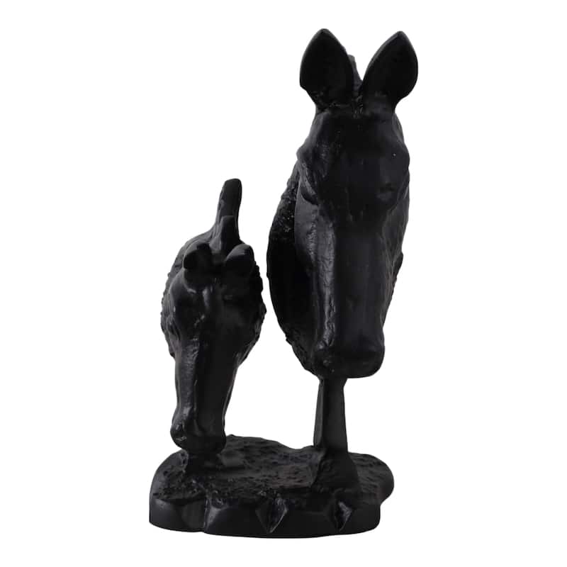 Horse and Foal Sculpture for Home Decor - 10", Black - 10.0"