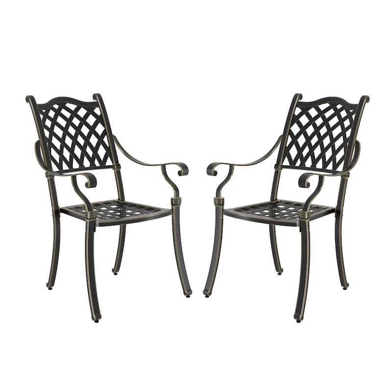 Clihome Cast Aluminum Patio Dining Chairs (Set of 2)
