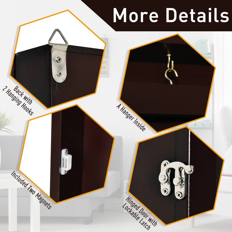 HOMCOM 24" x 32" Sports Jersey Memorabilia Shadow Box Frame Acrylic Display Case - Cherry Brown