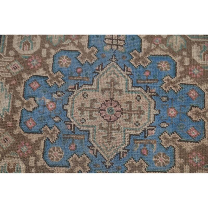 Over Dyed Blue Tabriz Persian Vintage Rug Hand-Knotted Wool Carpet - 8'0"x 10'11"