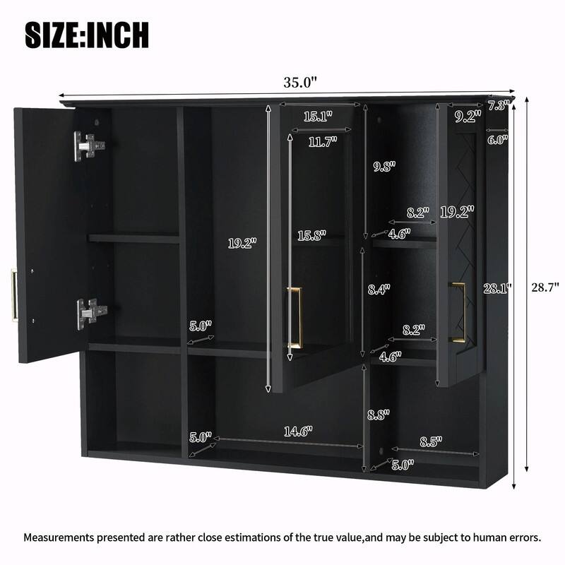 35" 2-in-1 Wall-Mounted Medicine Cabinet - High-Definition Mirror with Storage, Adjustable Shelves & Soft-Close Doors