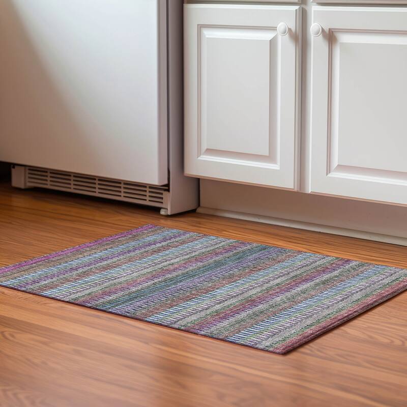 Premium Washable Super Soft Modern Stripe Mayfield Rug - Taupe - 1' 8" x 2' 6" - Rectangle