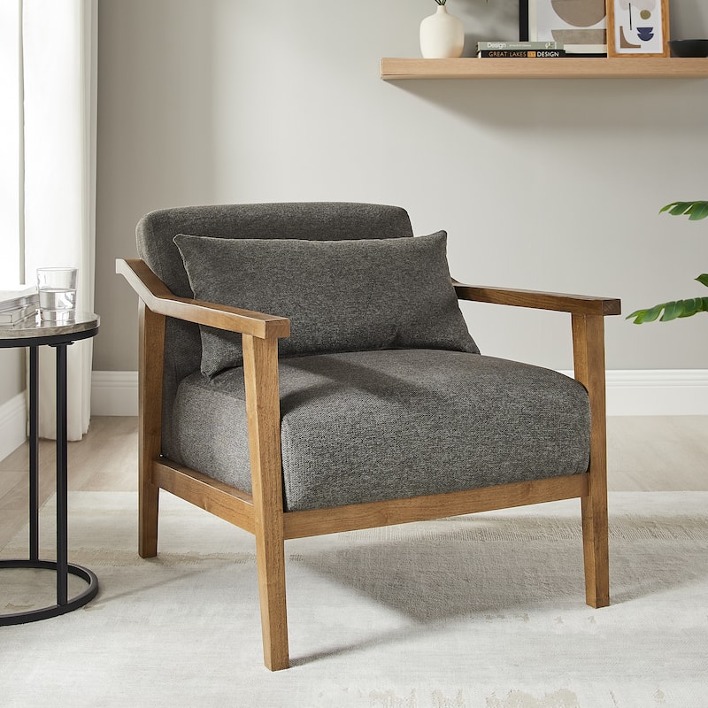 Rhyl Wood Arm Accent Chair with Lumbar Accent Pillow by Greyson Living