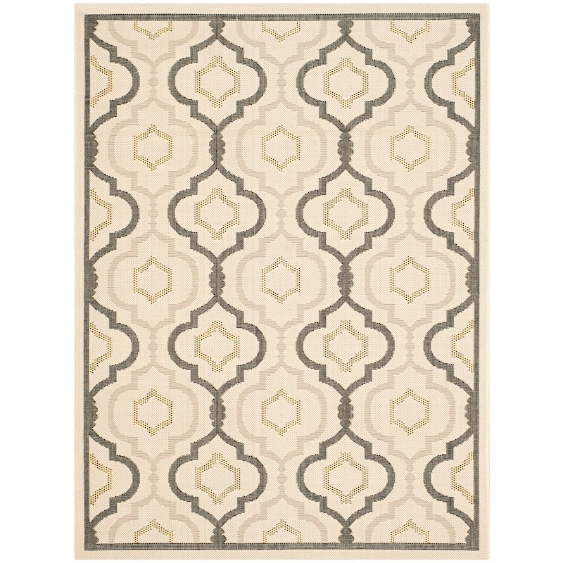 SAFAVIEH Courtyard Oyvor Indoor/ Outdoor Waterproof Patio Backyard Rug - 2'7" x 5' - Beige/Black