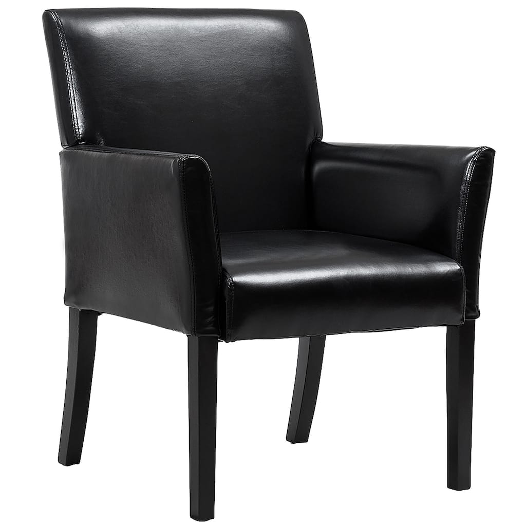 Modern PU Leather Reception Guest Chairs Padded Seat and Arms