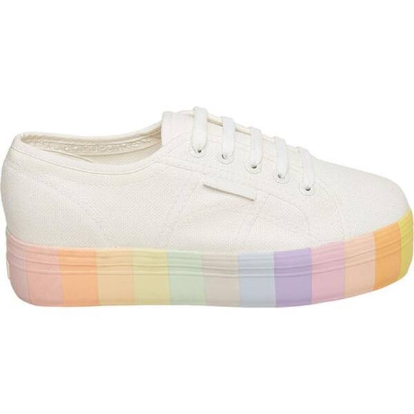 fe por qué Deflector Shop Superga Women's 2790 Cot14 Rainbow Platform Sneaker White ...