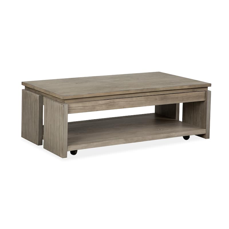 Magnussen Home Conrad Stone Harbor Grey Rectangular Lift Top Storage Cocktail Table with Casters - 50''W x 28''D x 17''H