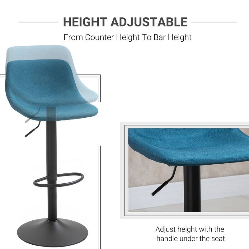 Adjustable Bar Stools Set of 2, Swivel Counter Height Bar Stools with Back, Kitchen Island Stool with Footrest