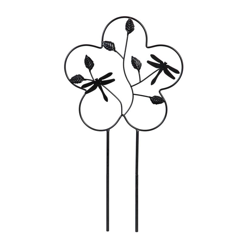 18" Metal Potted Trellis, Butterfly and Dragonfly, Set of 2