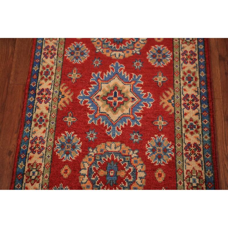 Red Kazak Oriental Accent Rug Hand-Knotted Wool Carpet - 2'0" x 3'0"