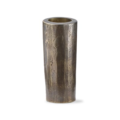 Antique Brass Hammered Iron Taper Candle Holder Tall, 1.25L x 1.25W x 3.0H inches