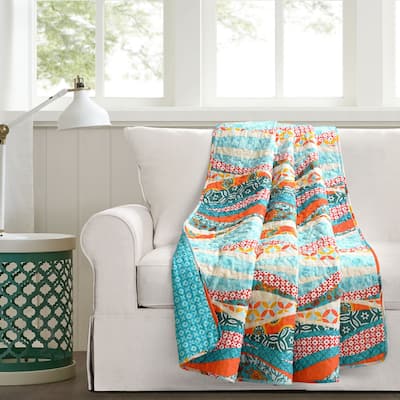 Lush Decor Hailey Watercolor Wave Reversible Cotton Throw Blanket