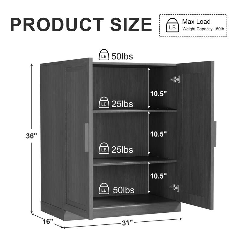 36" H Classic Storage Cabinet with Adjustable Shelves