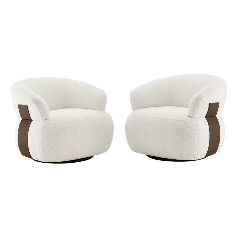 Kieon 33"W 360 Swivel Barrel Chair Modern Accent Chair Set of 2