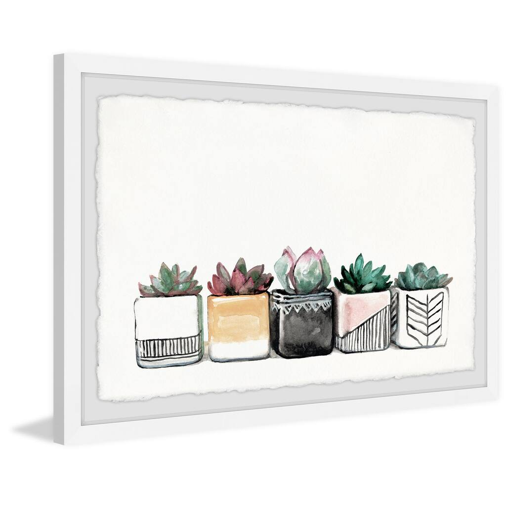 Succulent Quintet II Framed Wall Art, Elegant Home Touch - Sophisticated Artwork for Refined Décor