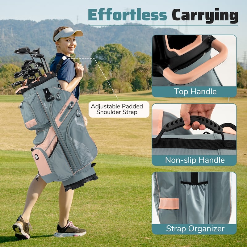 Gymax Golf Cart Bag Molded Lock Top Golf Bag w/14-Way Full Length