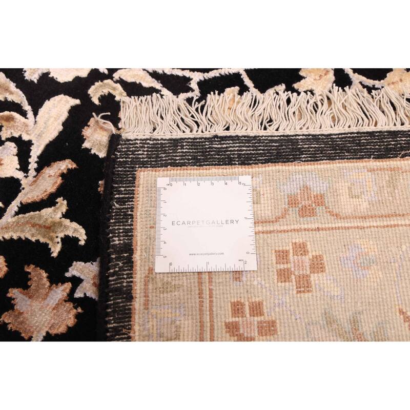ECARPETGALLERY Hand-knotted Mirzapur Black Viscose, Wool Rug - 6'3 x 9'9