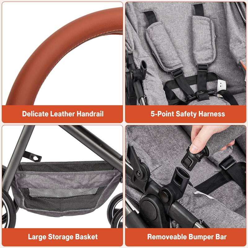 Foldable Baby Stroller with Adjustable Canopy