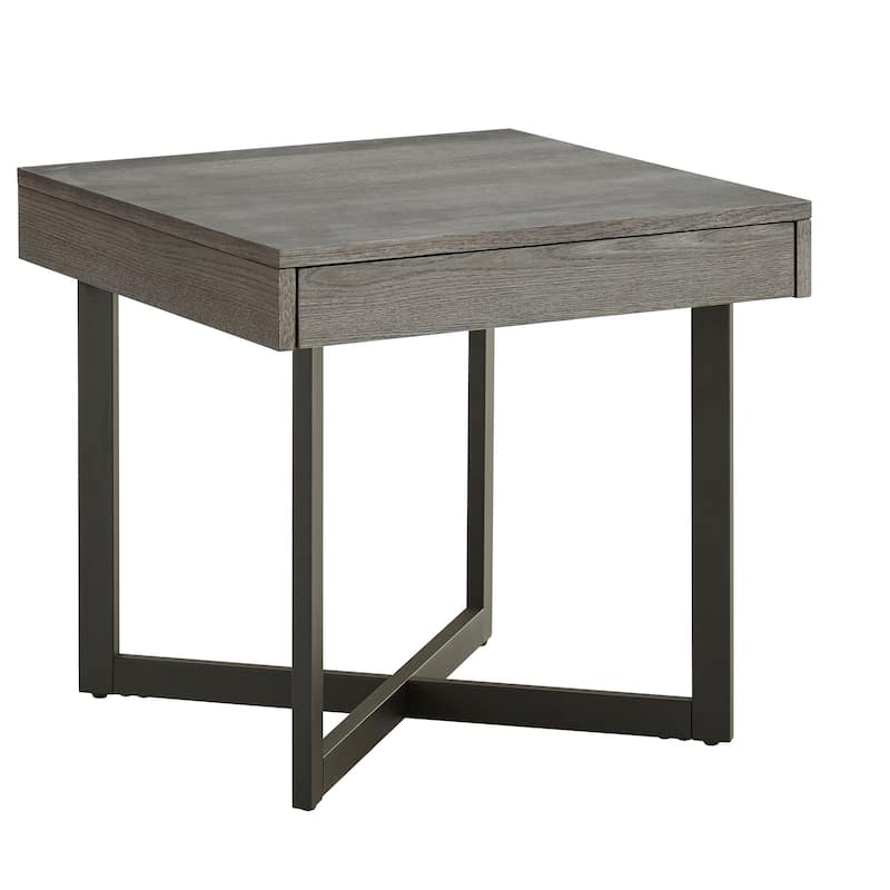 Eldersley Wood Finish End Table with One Drawer by iNSPIRE Q Modern - Grey