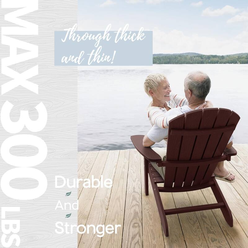 WINSOON All Weather HIPS Outdoor Plastic Adirondack Chairs Set of 2