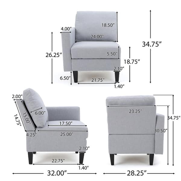 dimension image slide 3 of 7, Zahra 6-piece Sofa Sectional with Ottoman by Christopher Knight Home