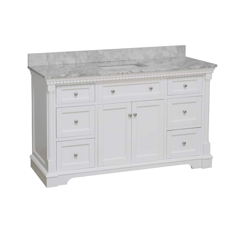 KitchenBathCollection Sydney 60" Single Bathroom Vanity with Carrara Marble Top