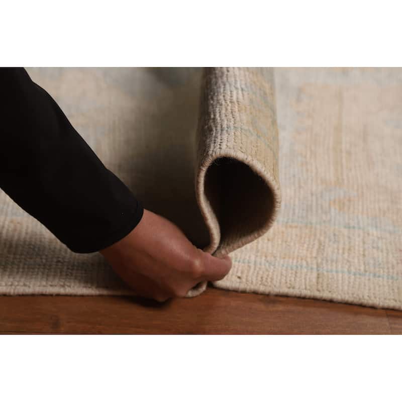 Floral Vegetable Dye Oushak Turkish Area Rug Hand-Knotted Wool Carpet - 9'0"x 12'5"