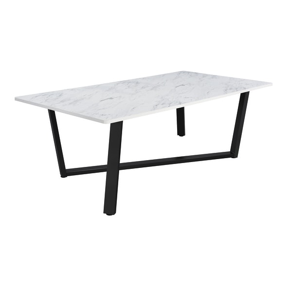 Vesper Faux White Marble and Gunmetal Dining Table Bed Bath