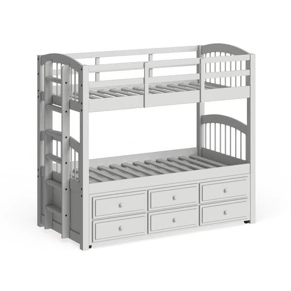 Acme Furniture Micah White Twin Over Twin Bunk Bed With 3 Drawer Trundle Overstock 15076887