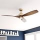preview thumbnail 1 of 16, Curtiss 52 in. Indoor Outdoor Propeller Ceiling Fan with Wooden Blades, Dimmable LED Light Kit and Remote Control, 3 Speeds 52-in W x 16.25-in H x 52-in D - Satin Brass