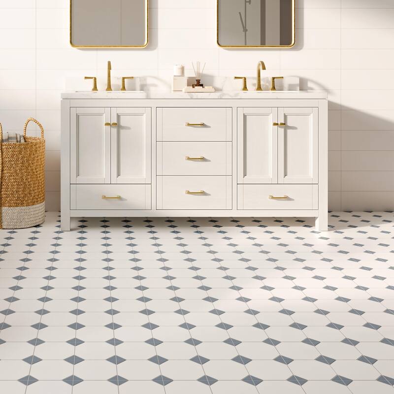 Merola Tile Canterbury Blue 12-7/8" x 12-7/8" Porcelain Floor and Wall Tile - Case (9 Tiles)