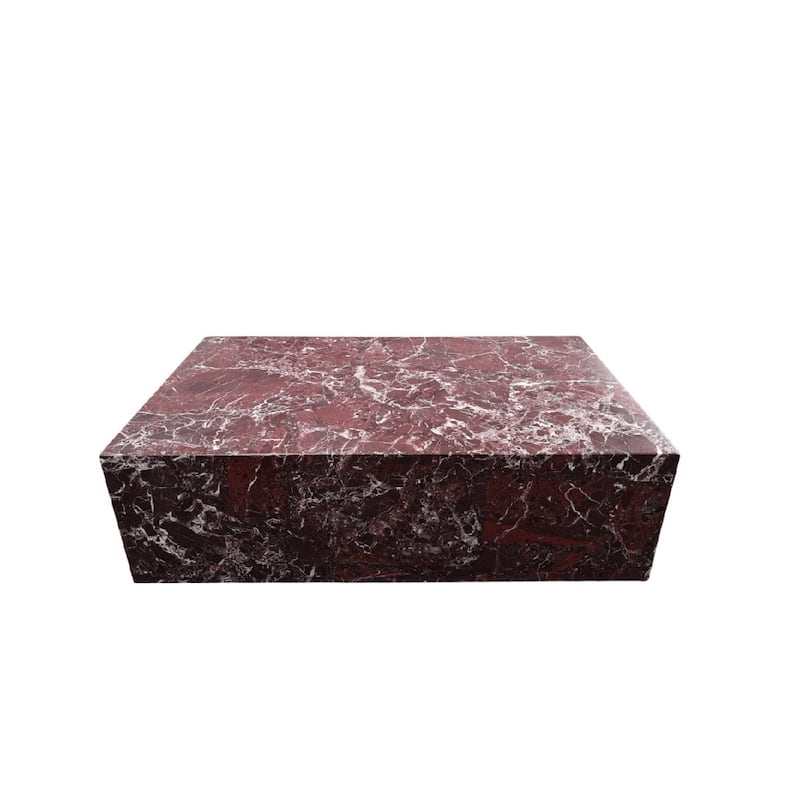 BETACH Genuine Marble Block Coffee Table - Rosso Levanto Marble