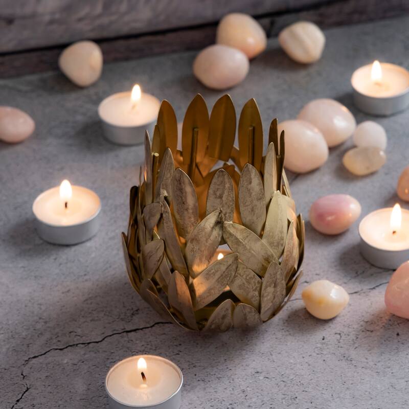 Votive Dia 3.75" Gold Crackle- ST - GOLD CRACKLE