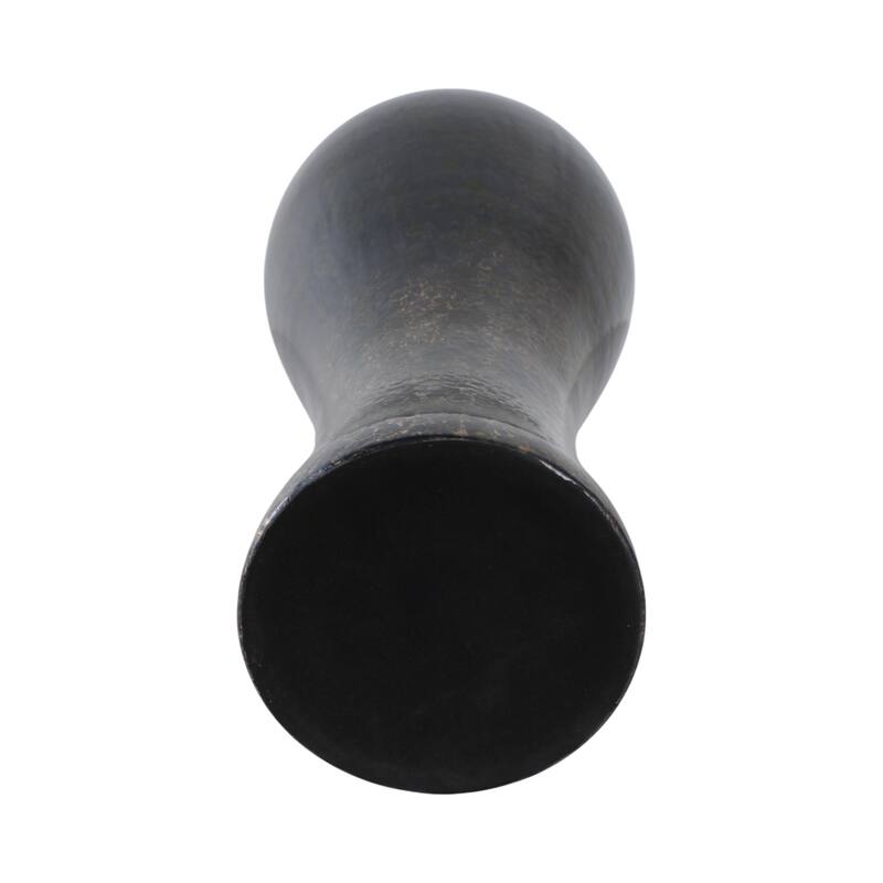 Glass Vase with Modern Sculptural Metal Brass Accent and Stone Detail