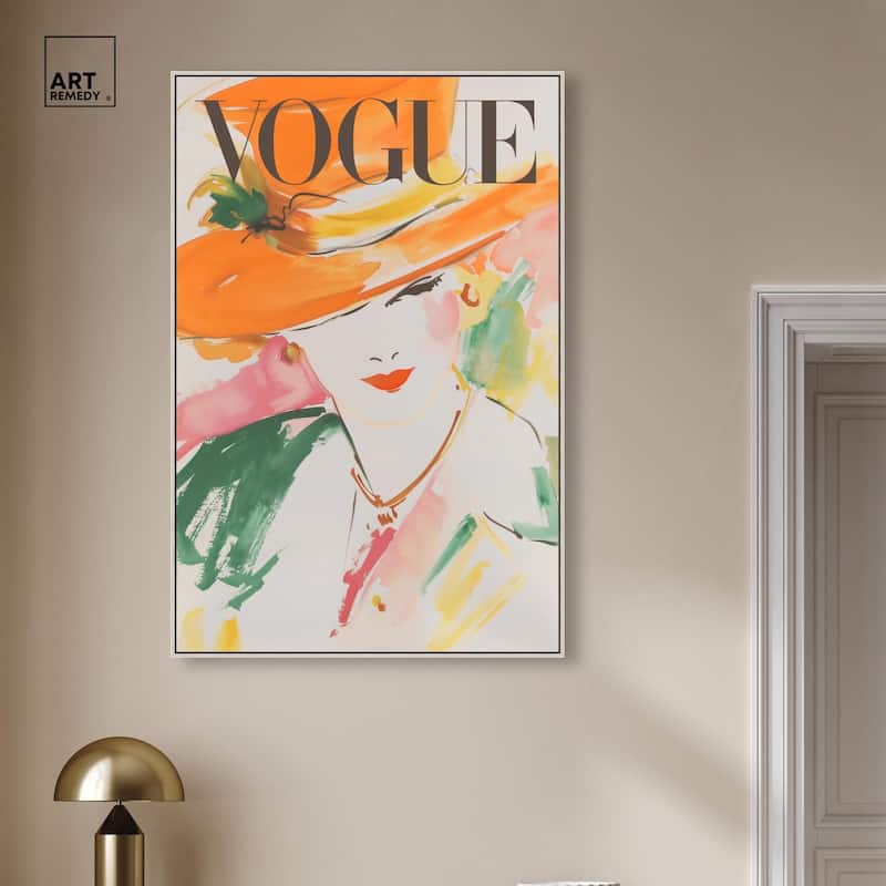 Woman in Hat Cover Canvas by Art Remedy