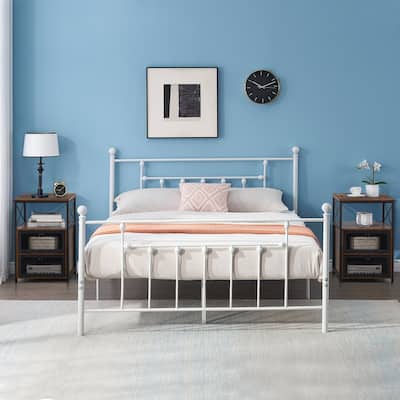 Taomika 3-pieces Bed Frame and Brown Nightstands Set -（Set of 3）
