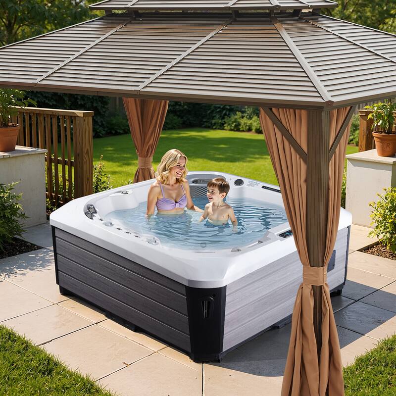 EROMMY Luxury 6-Person Hot Tub – 51 Jets, Heated & Ozonated – Premium Family Spa with Cover - 6-Person