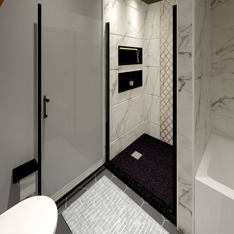 34" W x 72"H Pivot Frameless Swinging Shower Door