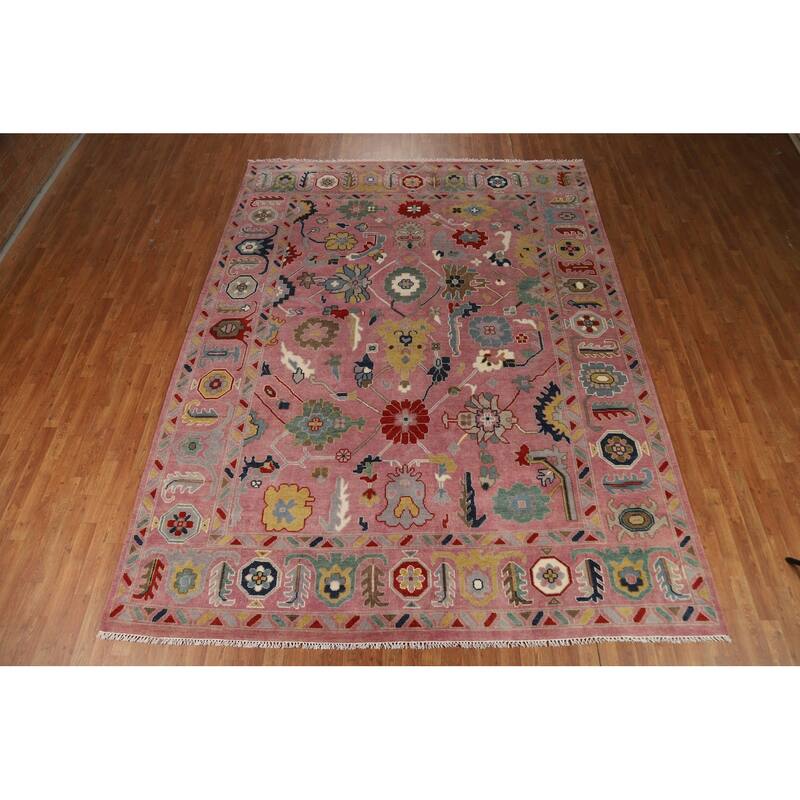 Transtional Oushak Style Area Rug Handmade Wool Carpet - 9'0"x 11'10"