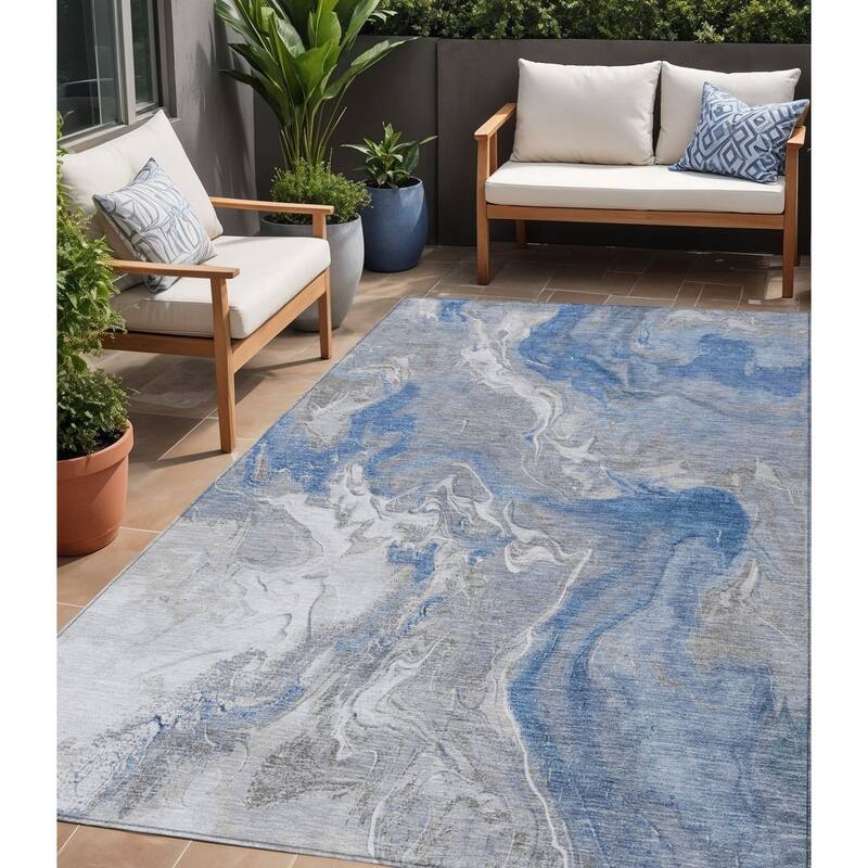 HomeRoots Abstract Modern Rectangle Outdoor Rug - 5' X 8'
