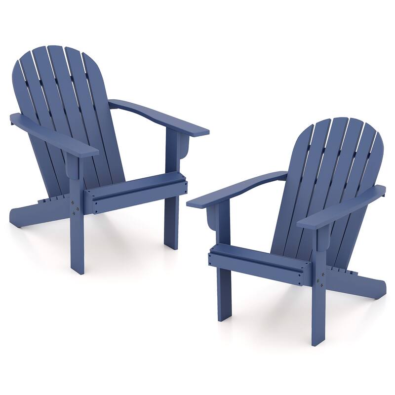 Gymax 2PCS Patio Adirondack Chair w/ Inclined Seat High Backrest & - Blue