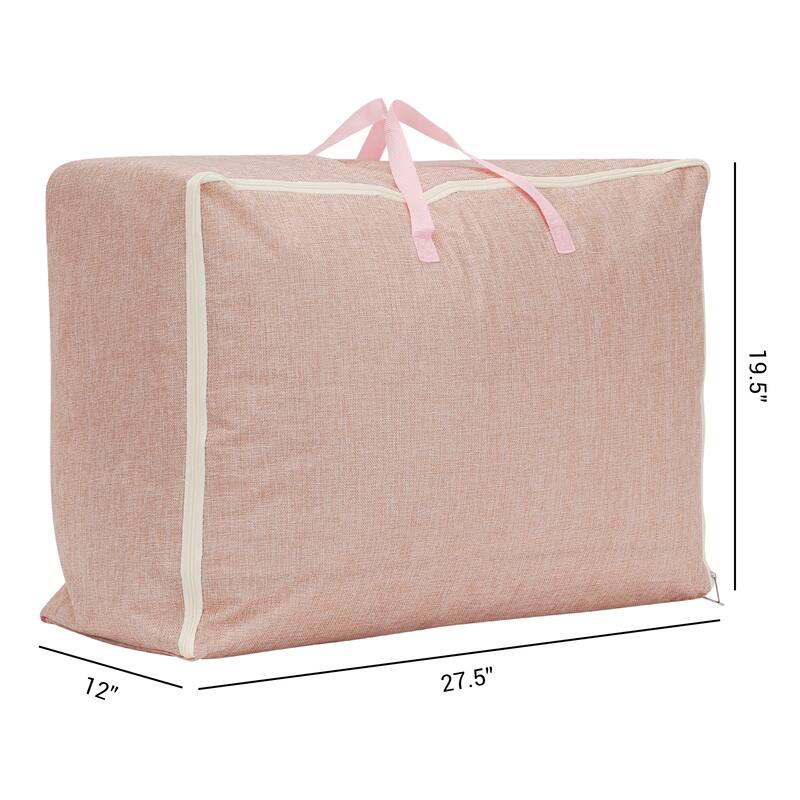 1 Pack Foldable Clothes Storage Bags with Handles for Organizing Bedroom, Clothing, Comforter, Closet Organizers and Storage - Pink - 27.5*12*19.5in