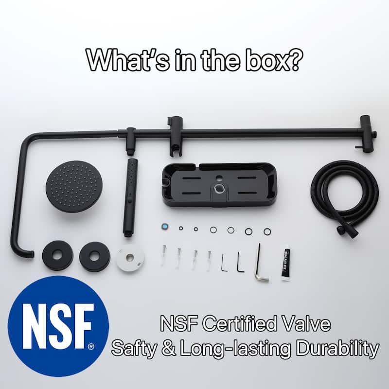 Modland 4-Way Exposed Retrofit Shower System with Rainfall & Handheld, Easy Install in Black/Nickel/Chrome