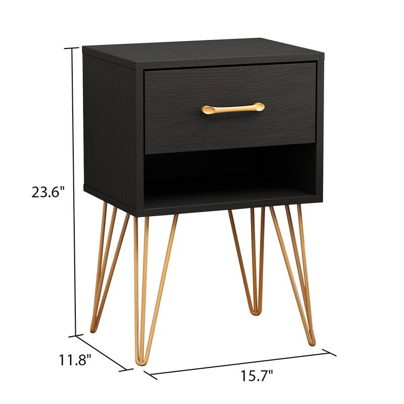 Nightstands , Bedside Table Side Table with Drawer Shelf Industrial