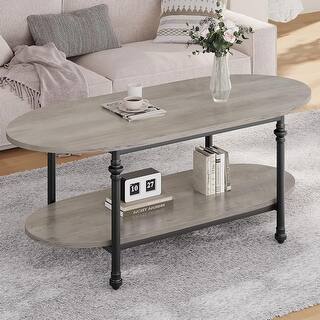 Coffee Table, 2 Tier Wood Oval Coffee Table - Bed Bath & Beyond - 42688639
