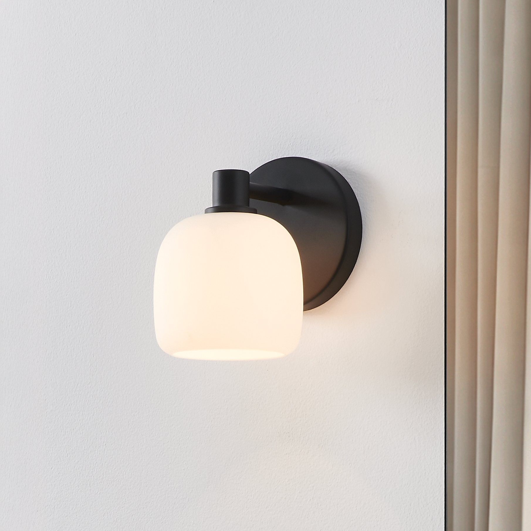 Thesis Valentina 5-inch 1-light Matte Black Vanity Light with Etched Opal Glass Shade